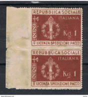 R.S.I.:  1944  FRANCHIGIA  MILITARE  -  BRUNO  ROSSO  COPPIA  S. G. -  SASS. 1 - Fiscale Zegels