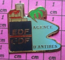 516B Pin's Pins / Beau Et Rare & TB état / EDF GDF AGENCE D'ANTIBES MER PALMIER - EDF GDF