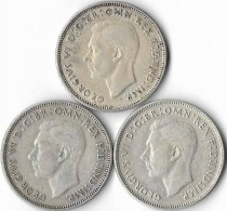 AUSTRALIE FLORIN 2 Shilling GEORGES VI  Lot De3  1940-1942-1943  Argent  TB à TTB - Unclassified