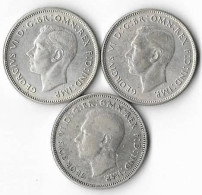 AUSTRALIE FLORIN  GEORGES VI  Lot De3  1945-1946-1947  Argent  TTB - Unclassified