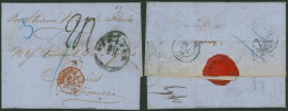 Maritime Mail : Letter From New York (1869) + Entry Stamp "Etats-Unis / Paq FR H.N. N°3" > Reims (France) By Steamer - Postal History