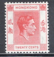 Hong Kong 1938 George VI A Single 20 Cent Stamp From The Definitive Set In Mounted Mint - Ongebruikt