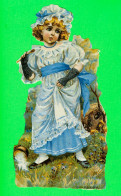 CHROMOS-DÉCOUPIS ENFANT - PETITE FILLE PEUR D'UNE ARAIGNÉE - LITTLE MISS MUFFETT - No 146 H - DIMENSION 9 X 17 Cm - - Kinder