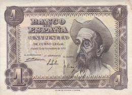 BILLETE DE ESPAÑA DE 1 PTA DEL AÑO 1951 SERIE Q - EL QUIJOTE - 1-2 Peseten