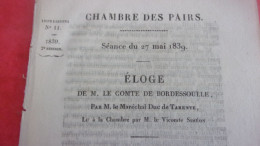 BERRY INDRE LUZERAY 1839 ELOGE DE M LE COMTE DE BORDESSOULLE PAR M LE MARECHAL DUC DE TARENTE LU VICOMTE SIMEON - Centre - Val De Loire