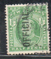 NEW ZEALAND NUOVA ZELANDA 1910 OFFICIAL STAMPS KING EDWARD VII OVERPRINTED 1/2c USED USATO OBLITERE' - Officials