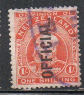 NEW ZEALAND NUOVA ZELANDA 1910 OFFICIAL STAMPS KING EDWARD VII OVERPRINTED 1sh USED USATO OBLITERE' - Officials