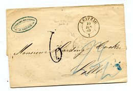 Allemagne - Saxe Lettre De Leipzig 1863 - Taxe 6 Decime + TOUR T FORBACH AMB.D - (W1128) - Sachsen