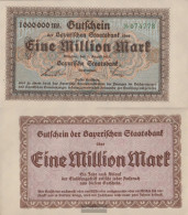 Bavaria Inflationsgeld Bavarian Staatsbank Uncirculated 1923 1 One Million Mark - 1 Mio. Mark