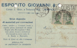 A156. Napoli. 1925. Cartolina PUBBLICITARIA , Con Michetti C.20 X 2. ... GRAN EPOSITO DI MATERIALE PER COSTRUZIONE ... - Assurés