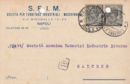 A156. Napoli. 1923. Cartolina PUBBLICITARIA , Con Leoni C.15 X 2.. S.F.I.M.  ... - Insured