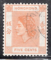 Hong Kong 1954 Queen Elizabeth A Single 5 Cent Stamp From The Definitive Set In Fine Used - Usados
