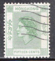 Hong Kong 1954 Queen Elizabeth A Single 15 Cent Stamp From The Definitive Set In Fine Used - Usados