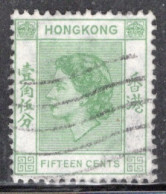 Hong Kong 1954 Queen Elizabeth A Single 15 Cent Stamp From The Definitive Set In Fine Used - Gebraucht