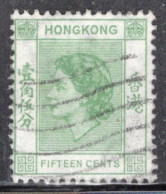 Hong Kong 1954 Queen Elizabeth A Single 15 Cent Stamp From The Definitive Set In Fine Used - Oblitérés