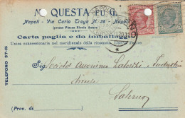 A156. Napoli. 1920. Cartolina PUBBLICITARIA , Con Leoni C. 10 + C. 5  ... CARTA PAGLIA E DA IMBALLAGGIO... - Insured