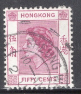 Hong Kong 1954 Queen Elizabeth A Single 50 Cent Stamp From The Definitive Set In Fine Used - Gebraucht