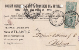 A156. Napoli. 1914. Cartolina PUBBLICITARIA , Con Leoni C. 5 X 2,   ...SOCIETA' .... PER COMMERCIO DEL PETROLIO... - Insured