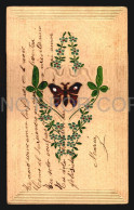 Art Nouveau Odd Unusual Ca1900 Postcard W/ Enamelled Metal Butterfly Pin RyJBA - Collezioni E Lotti