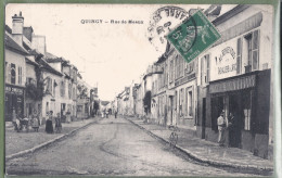 CPA Vue Peu Courante - SEINE ET MARNE - QUINCY - RUE DE MEAUX - Animation, Café, Commerces - édition Jourdain - Other & Unclassified