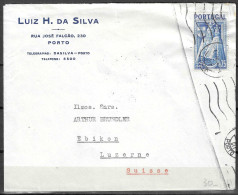 1946 PORTUGAL LUIZ H. DA SILVA PORTO  ENVELOPE COVER AIRMAIL TO LUZERNE  SUISSA SUISSE SWITZERLAND - Storia Postale