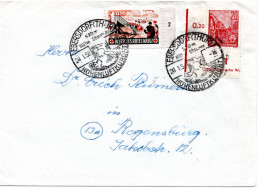 59785 - DDR - 1954 - 20Pfg Fuenfjahrplan EF & Spendenmarke "Deutsches Rotes Kreuz" A Bf EBERSDORF -> Westdeutschland - Croix-Rouge