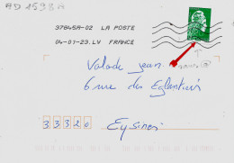 Variété Sur Lettre N° Yvert AD1598A Sans @ Oblitération Toshiba MTP Du 04-01-23 - Storia Postale