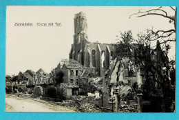 * Zonnebeke (bij Ieper - West Vlaanderen) * (Carte Photo - Fotokaart) Kirche Mit Tor, église, Ruines, Guerre, War Unique - Zonnebeke