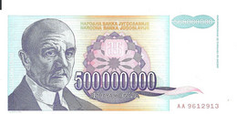 YOUGOSLAVIE 500 MILLION  DINARA 1993 UNC P 134 - Yougoslavie