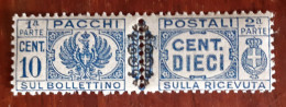 ITALIA LUOGOTENENZA 1945 PACCHI POSTALI CENT 10 GOMMA INTEGRA MNH** - Paketmarken