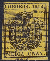 Spain 1854 Sc O1 España Ed 28 Official Used Grid Cancels - Officials