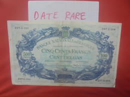 BELGIQUE 500 Francs 1930 (Date+Rare) Circuler (B.18) - 500 Franchi-100 Belgas