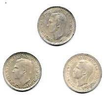 AUSTRALIE  Georges VI  3 Pence  Lot De 3  (D,m,S)   1942 D-1943m- 1944S  TB - Non Classificati