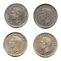 AUSTRALIE  Georges VI  3 Pence  Lot De 4 Argent     1948m-1949m-1950m-1951m-  TB - Unclassified