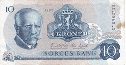 BILLETE DE NORUEGA DE 10 KRONER DEL AÑO 1982  (BANKNOTE) - Norwegen