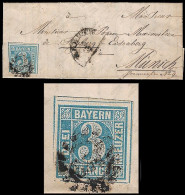 1860 BAYERN FALTBRIEF 3Kr. ÜBERANDIG A. KREUTH N. MÜNCHEN An Den BARON V. FREYBERG-EISENBERG - Covers & Documents