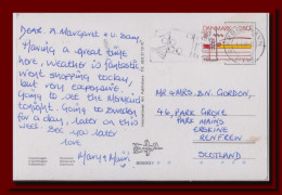 1985 Danmark Denmark Postcard Multiview Kobenhavn Posted To Scotland 2scans - Cartas & Documentos