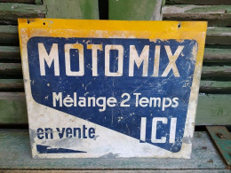 Rare Ancienne Enseigne Publicitaire Tôle & Papier Motomix Mélange 2 Temps En Vente Ici - Hydrocarbures