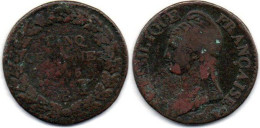 MA 24529  /   5 Centimes An 5 B Dupré B - 1792-1804 1ère République (An I – An XII)