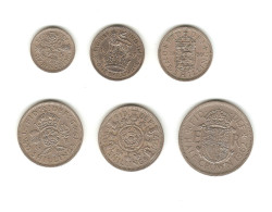 414/ Grande-Bretagne : 6 Pence 1961 - 1 Shilling 1947 Et 1966 - 2 Shillings 1949 Et 1957 - Half Crown 1962 - Sonstige & Ohne Zuordnung