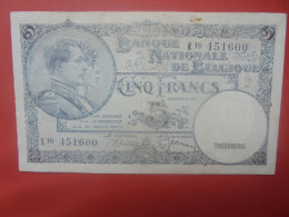 BELGIQUE 5 FRANCS 1938 Circuler (B.18) - 5 Francs