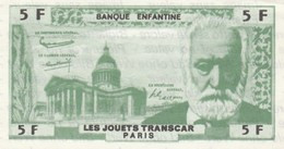 BANQUE ENFANTINE BILLET TTB 5F VICTOR HUGO JOUETS TRANSCAR - Specimen