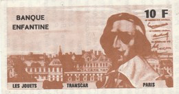 BANQUE ENFANTINE LES JOUETS TRANSCAR 10F RICHELIEU - Fiktive & Specimen