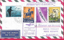 GERMANY - ERSTFLUG LUFTHANSA LH 692 FROM FRANKFURT TO DJAKARTA *2.7.67* - COVER MAILED FROM SAN MARINO - Premiers Vols