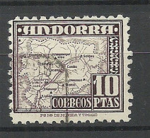 ANDORRE Andorra 1951 Michel 57 O Map Landkarte - Oblitérés
