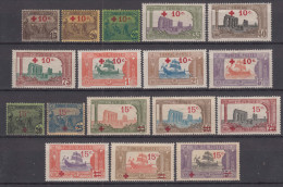 Tunisia Tunisie 1916 Croix Rouge Yvert#50-58 And 1918 Yvert#59-66 Two Complete Sets, Mint Hinged - Unused Stamps