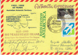 AAT 160Y Heard Island Signature Sprunk Ca Davis 25 FEB 1994 (ET186D). - Brieven En Documenten