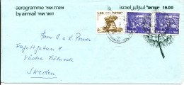 Israel Aerogramme Sent To Sweden 8-11-1986 - Poste Aérienne