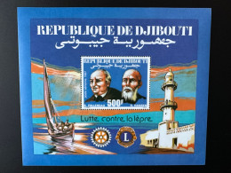 Djibouti 1987 Mi. Bl. 137 Lutte Contre Lèpre Lepra Follereau Hansen Rotary International Lions Club Sailing Lighthouse - Ziekte