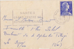 F Mignonette Obl. Secap Nantes Le 5/1/59 Sur 20f Muller N° 1011B (dernier Jour Du Tarif à 20f Du 1° Juillet 57) - 1955-1961 Marianne (Muller)